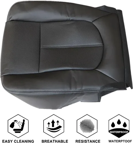 Vista 5 de NLQR Fundas de asiento de repuesto para el lado del conductor y del pasajero, color negro, compatible con Ford F250 F350 F450 F550 Lariat 2011 2012