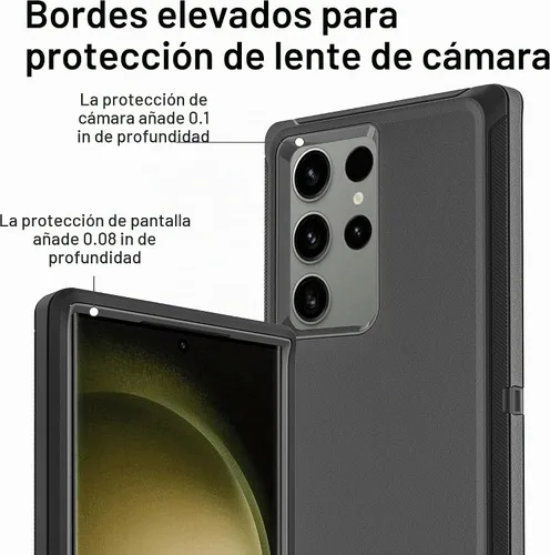 Vista 3 de Funda para Samsung Galaxy S23 Ultra, S23 Ultra con protector de pantalla de TPU flexible autorreparable [2 unidades], funda resistente 3 en 1
