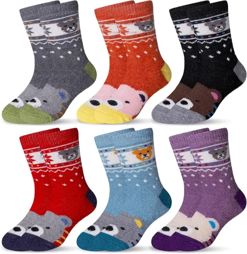 Vista 73 de Eocom 6 pares de calcetines de invierno cálidos de lana para niños y niñas
