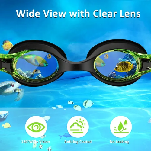 Vista 6 de Kids Swim Goggles 2 Pack, Anti Fog No Leak Swimming Goggles for Boys Girls Ages 6-14, Wide View Swim Goggles Kids