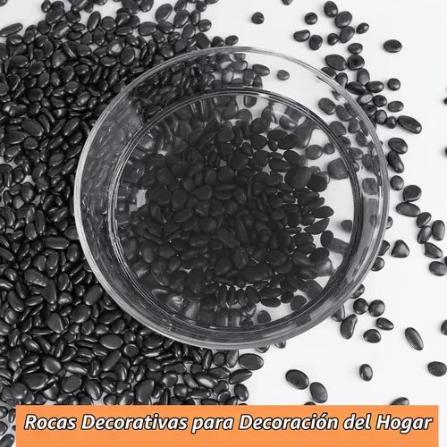Vista 4 de Pulovin Piedras negras de 2.5 libras para plantas de interior, suculentas, bambú, jarrón, rocas para plantas de 3/8 pulgadas para macetas de Negro