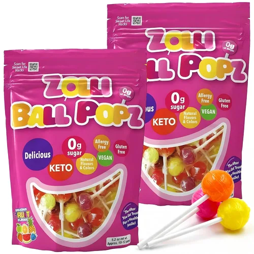 Vista 12 de Zolli Ball Popz Clean Teeth - Caramelos sin azúcar, sin colorantes, aptos para dieta keto y diabéticos, golosinas aprobadas por dentistas para niños