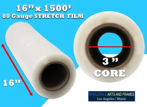 Vista 6 de 16"x1500' película de estiramiento/envoltura de paleta 1 rollo de calibre 80 Industrial Strengh 20 micrones Clear Adhering Packaging durable