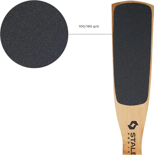 Vista 2 de STALEKS Beauty & Care - Lima de pie de madera tipo 10 tipo 2 (grano 100/180), herramienta ergonómica de pedicura de doble cara