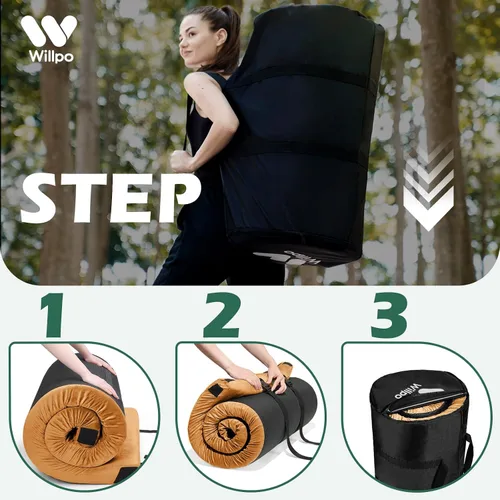Vista 5 de Willpo CertiPUR-US Memory Foam Camping Mattress with Travel Bag and 2 Interchangeable Covers, Lightweight Portable Sleeping Pad for Tents, Guest