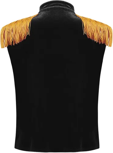 Vista 2 de vastwit Unisex Niños Circus Showman Drum Majorette Disfraz Cuello Soporte Flecos Epaulet Chaleco Chaquetas