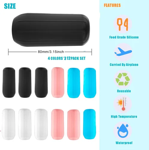 Vista 2 de Fundas elásticas de silicona reutilizables para prueba de fugas para contenedores de viaje en equipaje, cocina reutilizable, artículos de tocador