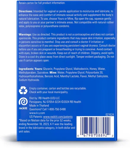 Vista 7 de K-Y Yours + Mine Couples - Lubricante personal, dos lubricantes personales, lubricante a base de agua para mujeres y lubricante a base de glicerina