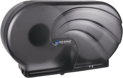Vista 3 de San Jamar - Dispensador de pañuelos de baño individual de 9 pulgadas, soporte de papel de baño jumbo para baño, sistema infinito, perla negra, 12 x