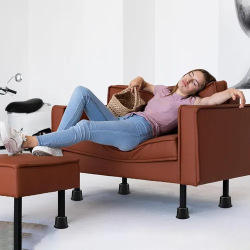 Vista 5 de 9 elevadores de cama redondos, elevadores de cama resistentes, bloques de elevación de muebles de 4 pulgadas, elevadores negros con almohadillas
