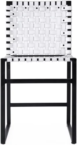 Vista 6 de Beaumont Lane Silla auxiliar contemporánea de cuero tejido de 25" en blanco