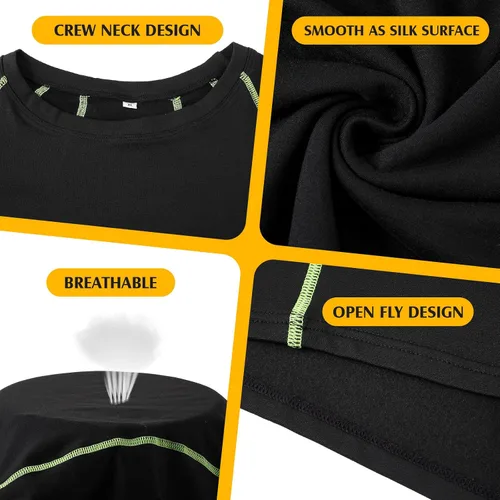 Vista 2 de Suhine 3 Pcs Men's Thermal Underwear Set Sport Winter Base Layer with Fleece Lined Base Layer Bottom Top Winter Shirt Pants