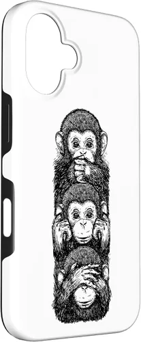 Vista 3 de Three Wise Monkeys See No Evil Hear No Evil Speak No Evil Case for iPhone 16