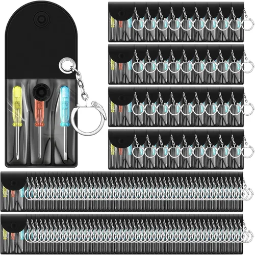 Vista 13 de Jutom Juego de 10 Mini Destornilladores Llavero a Granel Incluye 3 Mini Destornilladores en una Bolsa Portátil con Broche con Gancho a Granel