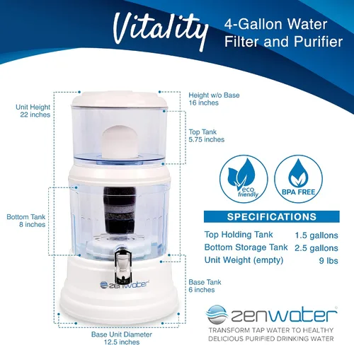 Vista 2 de Sistema de filtración y purificación para mesada de Zen Water Systems, Blanco crudo