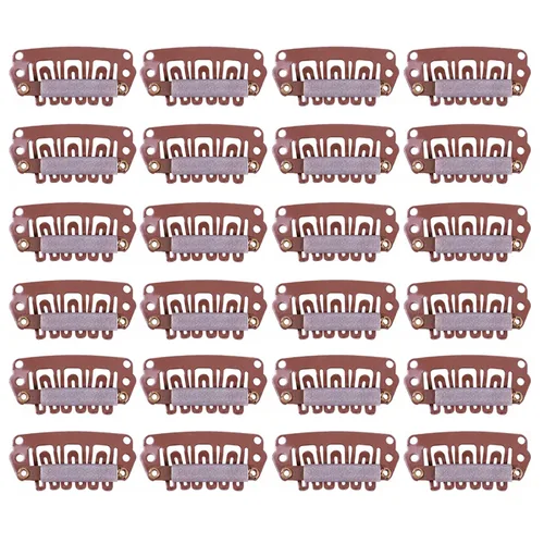 Vista 11 de YANTAISIYU 24 unids/1.102 in 8 dientes Metal peluca clips con goma Snap Clips para peluca Hairpiece Hair Extension Accesorios (negro)