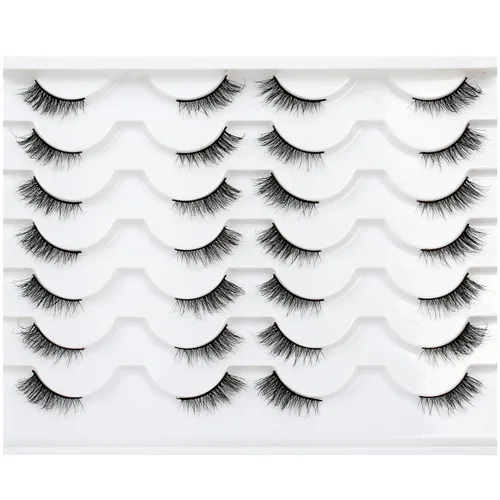 Vista 46 de Pooplunch - Pestañas postizas estilo ojo de gato, extensión de volumen 8D natural, finas, cortas, de visón sintético, tiras de pestañas postizas