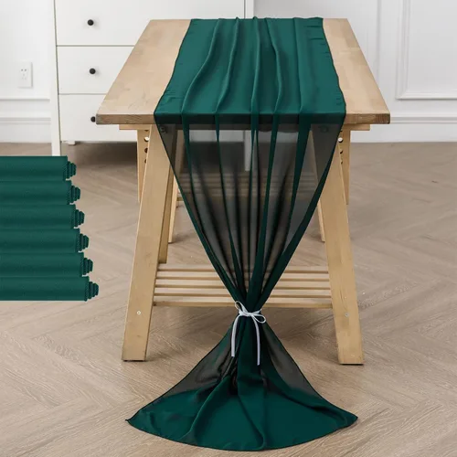 Vista 36 de Paquete de 2 caminos de mesa de gasa de 10 pies de 29 x 120 pulgadas, camino de mesa romántico transparente para boda, fiesta de cumpleaños