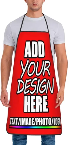 Vista 17 de Delantal personalizado personalizado para añadir nombre, foto, texto, logotipo, cocina ajustable para cocinero para hombres y mujeres