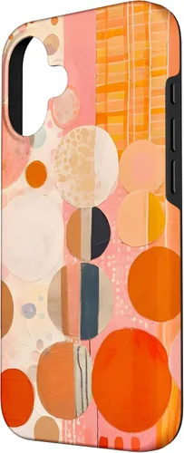 Vista 2 de iPhone 16 Abstract Boho Warm Orange and Pink Mid Century Modern Case