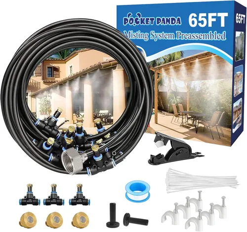 Vista 8 de Misters para exteriores para refrigeración de patio, rociador de agua exterior con filtro, 40 pies 39.4 ft. Manguera de nebulización de patio