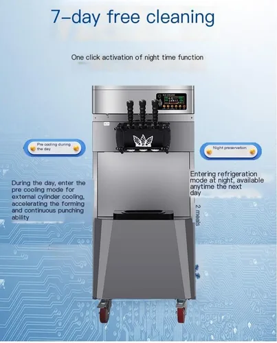 Vista 5 de Commercial Triple Head Soft Serve Ice Cream Machine, High Power & Microcomputer Control for Auto Operation, Ideal for High-Volume Dessert Shops and