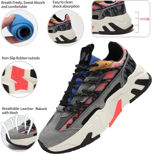 Vista 2 de Tenis de plataforma gruesa para mujer, antideslizantes, con cordones, para caminar