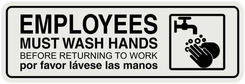 Vista 12 de Standard Employees Must Wash Hands - Letrero para puerta/pared, color negro, pequeño