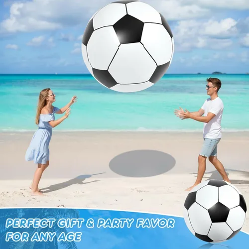 Vista 5 de Lewtemi 2 pelotas de fútbol inflables gigantes de 40 pulgadas, globos de playa grandes y enormes globos de fútbol, deporte, fiesta de cumpleaños