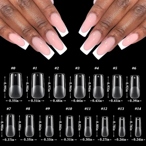 Vista 2 de 420 puntas de uñas cuadradas medianas transparentes uñas de gel