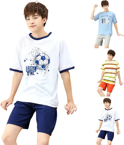Vista 4 de Ropa de manga corta para niños y niñas, pijamas para niños, pijamas para niños, ropa de dormir de dibujos animados, pantalones de diseñador