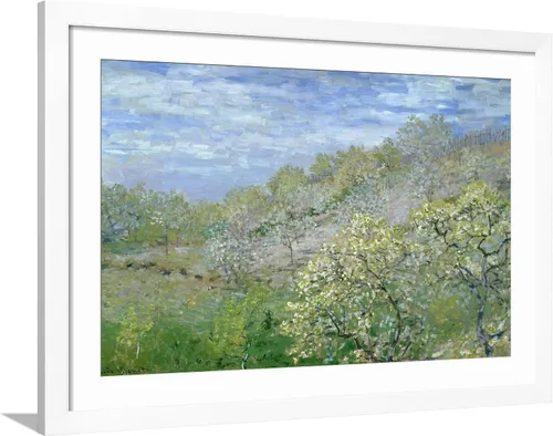 Vista 12 de ART.COM Claude Monet - Póster enmarcado para pared, diseño de árboles en flor, decoración escénica, 18 x 12 pulgadas, marco negro con paspartú blanco