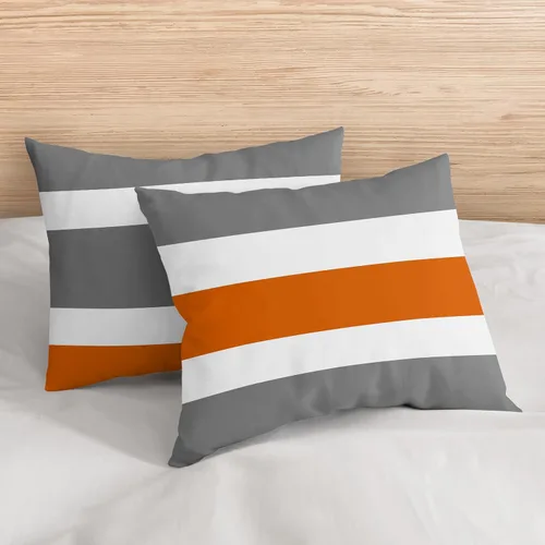Vista 5 de Sweet Jojo Designs Gris, naranja y blanco para niños, adolescentes de 3 piezas Full/Queen Boys Stripe Set Collection Rayas grises y naranjas