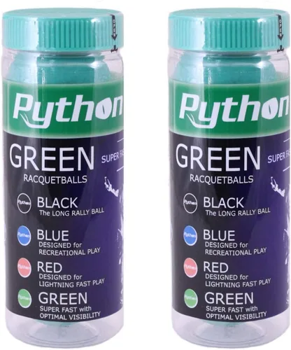 Vista 2 de Python 3-Ball Can (verde) bolas de raqueta (súper rápidas con visibilidad óptima)