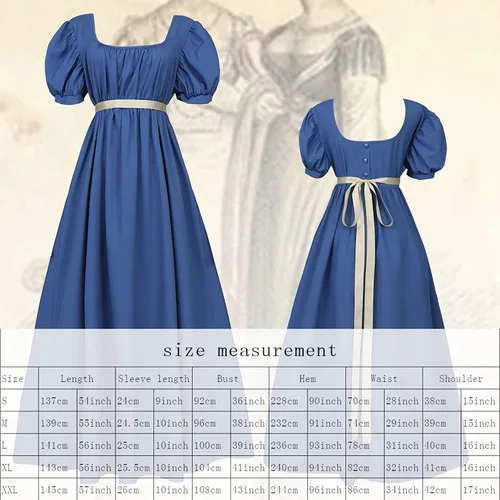 Vista 7 de HEQU - Vestidos de la época de la Regencia para mujeres, con satén, faja fruncida, vestido imperio, vestido de cintura