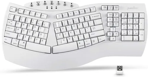 Vista 12 de Perixx Periboard-612B - Teclado Inalámbrico Ergonómico Split con Modo Dual 2.4G y Función Bluetooth, Compatible con Windows 10 y Mac OS X System