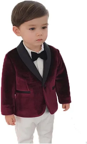 Vista 6 de Chaqueta de traje formal para niño pequeño, traje de Navidad, chaqueta de terciopelo para niños, fiesta de cumpleaños JTZ019