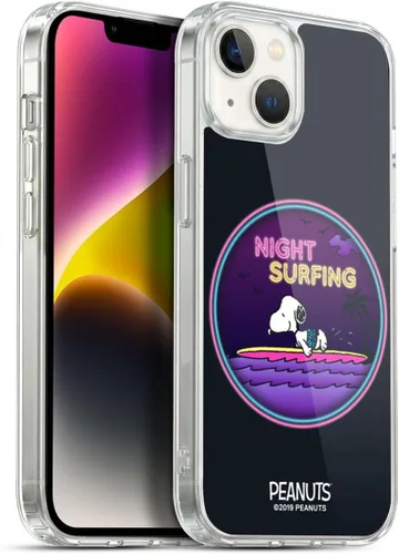 Vista 180 de Head Case Designs Funda de gel suave con licencia oficial de Peanuts Tropical Surf Snoopy Aloha Disco compatible con Apple iPhone 13 Mini Surf