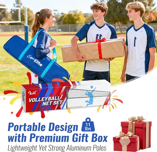 Vista 6 de Professional Volleyball Net Set Heavy Duty for Outdoor Backyard Portable with Aluminum Scoring Poles, Nets System, Adjustable Regulation Height