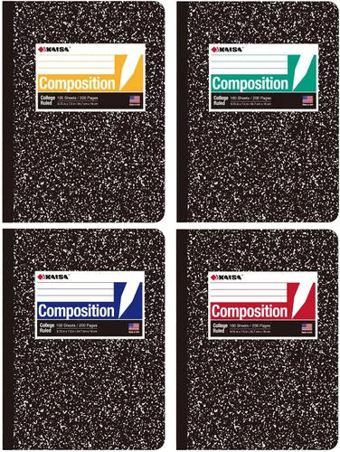 Vista 9 de KAISA Cuadernos de composición de 100 hojas, libro de compensación con rayas anchas de 9.75 x 7.5 pulgadas, libros clásicos de composición de 20