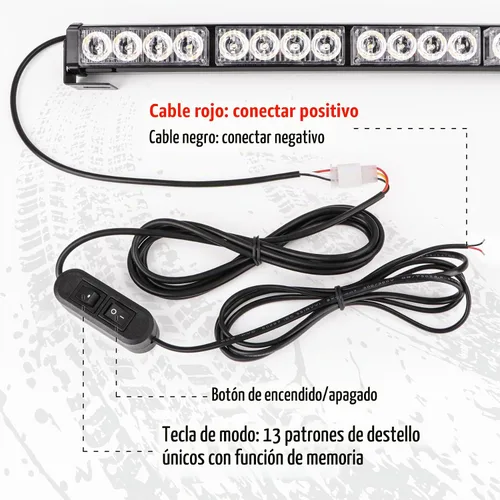 Vista 5 de Luces estroboscópicas LED de 36 pulgadas, amarillas, intermitentes, advertencia de seguridad, barra de luz estroboscópica de emergencia, precaución