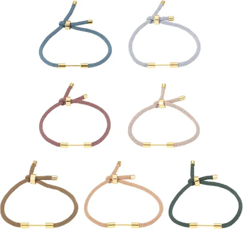 Vista 23 de 10 piezas de pulseras de cordón trenzado de nylon para hacer pulseras deslizantes ajustables con accesorios de latón dorado para accesorios de Negro