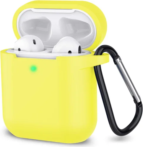 Vista 12 de Funda para AirPods de silicona, de protección completa, compatible con Apple AirPods 1 y 2, funda de carga inalámbrica y con cable