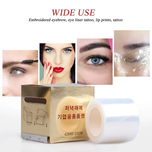 Vista 7 de Película preservativa de plástico desechable para cejas, 4 unidades, para labios de cejas profesionales, suministros de maquillaje permanente, rollo