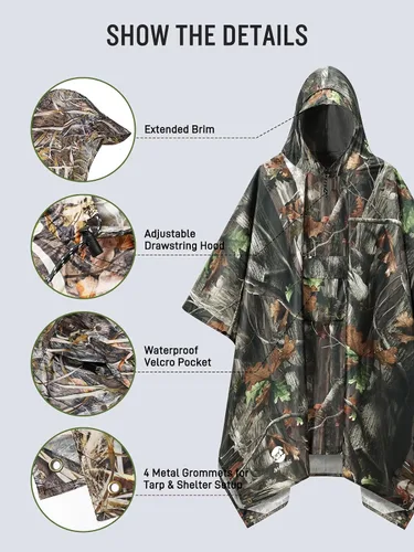Vista 4 de Impermeable con capucha estilo poncho, para hombres y mujeres