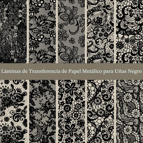 Vista 7 de JODSONE 20 rollos de láminas de encaje para uñas, hojas de transferencia de arte de uñas de encaje blanco y negro, se deben utilizar con pegamento
