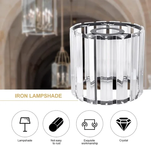 Vista 8 de Pantalla de cristal para lámpara de tambor, pantalla de cristal transparente, pantalla de repuesto en forma de cilindro, moderna cubierta de luz