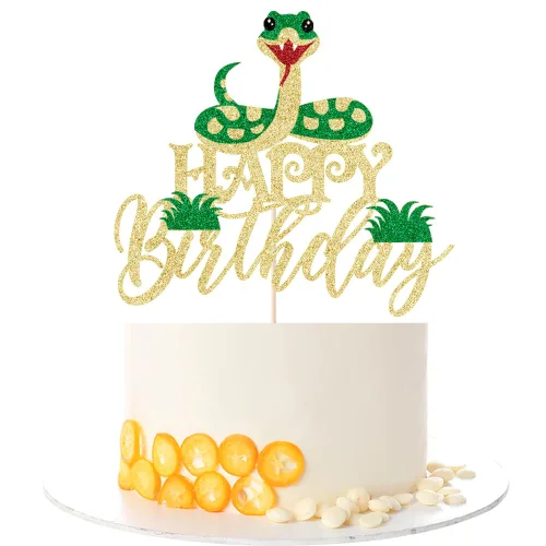 Vista 3 de Kaoenla - Decoración para pastel de feliz cumpleaños con purpurina