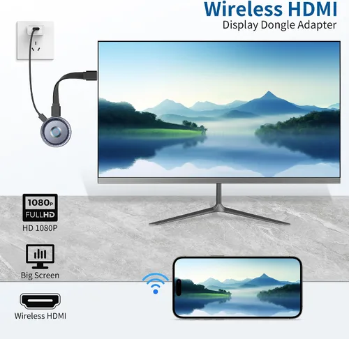 Vista 2 de [Usado] TPUFO Adaptador inalámbrico HDMI para pantalla Dongle, transmisor inalámbrico, transmisión de vídeo/audio/archivo, extensor inalámbrico HDMI