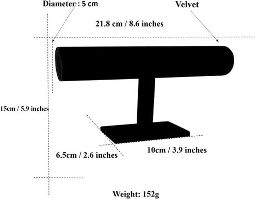 Vista 2 de Comelyjewel Juego de 2 joyas con barra en T de terciopelo negro de 1 fila, organizador de accesorios para espectáculos de eventos, soporte
